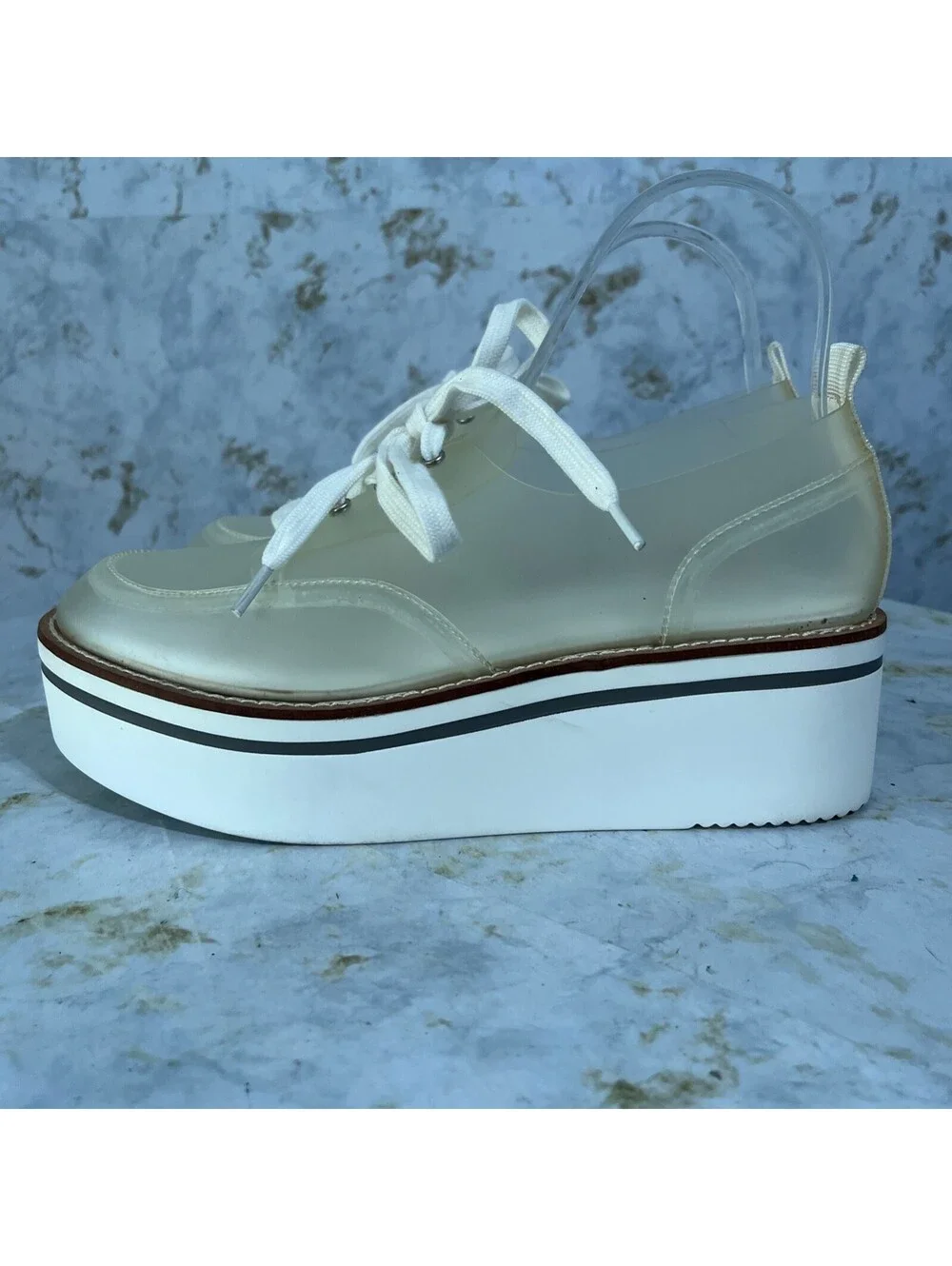 Jessica Simpson Women's Size 9M Shoes Clear White Foggy Comfort Platform Oxfords